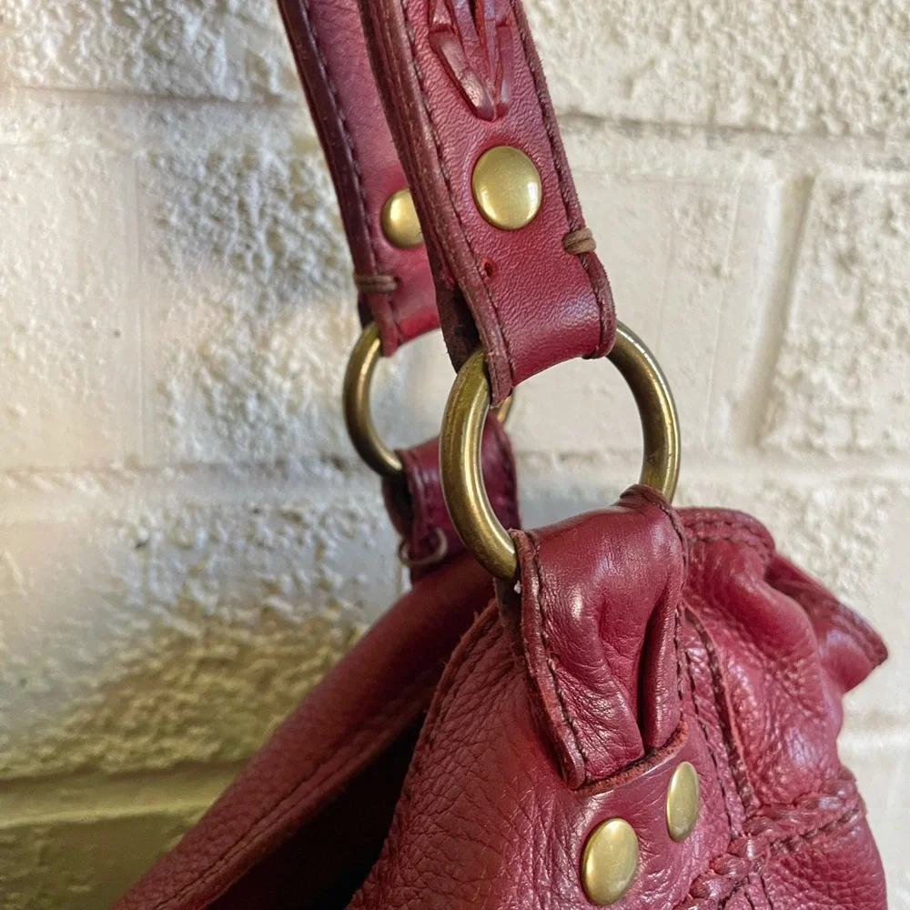Lucky Brand Genuine Leather  Large Tote Dark Red. Laptop Size